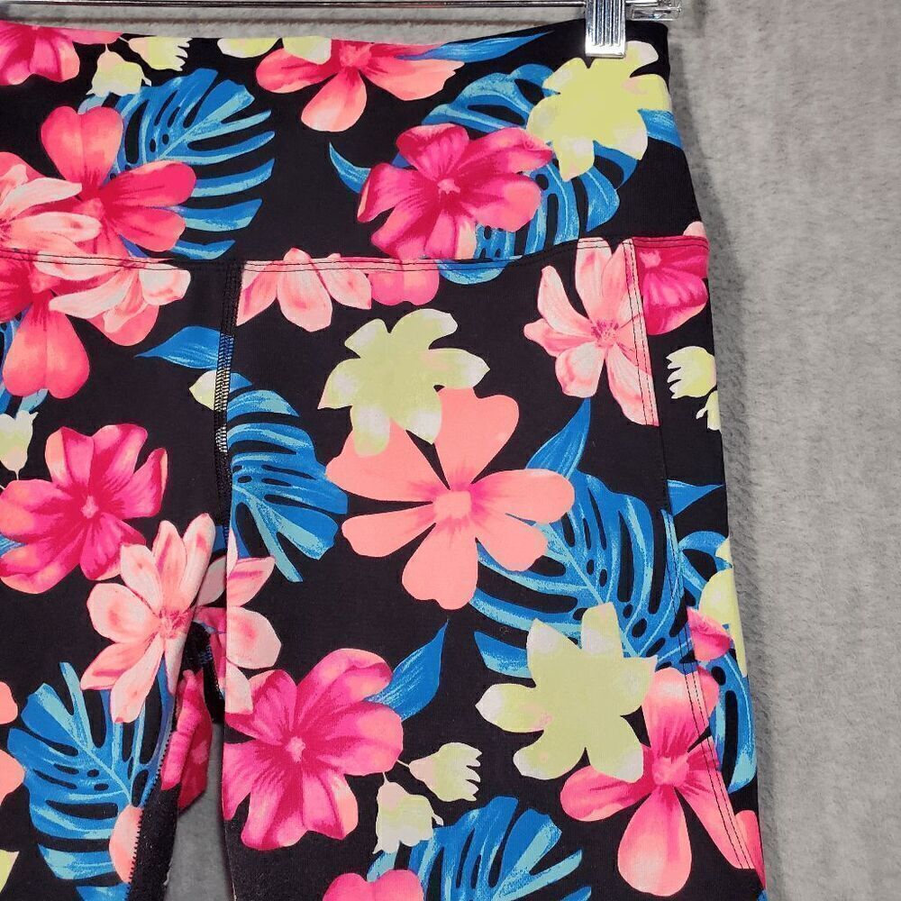 PINK Victoria's Secret Leggings Womens L Pink Floral Ultimate Stretch High Waist - Picture 5 of 10